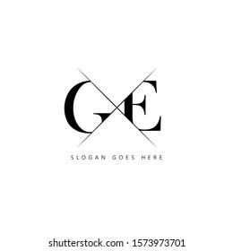 Initial letter ge sliced uppercase modern logo design template elements. Black letter Isolated on white background. Suitable for business, consulting group company.
