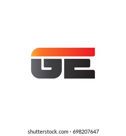 Initial letter GE, straight linked line bold logo, gradient fire red black colors