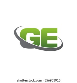 initial letter GE swoosh ring company logo green gray