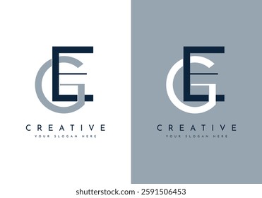 Initial letter GE, EG typography logo design