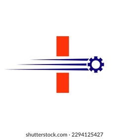 Initial Letter I Gear Cogwheel Logo. Automotive Industrial Icon, Gear Logo, Car Repair Symbol