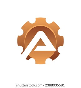 Initial Letter A gear engineering logo design vector