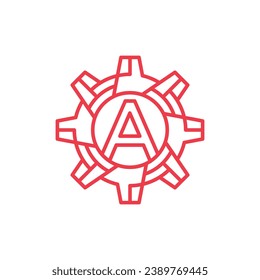 Initial Letter A gear engineering logo design vector