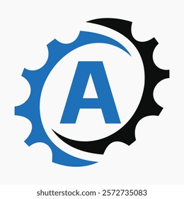 Initial Letter A Gear Logo Design Template. Automotive Gear Logo for Business and Industrial Identity