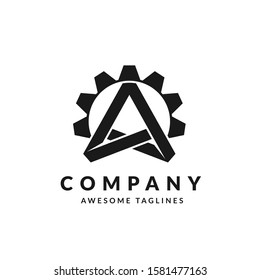initial letter A with Gear Logo Template vector icon illustration design