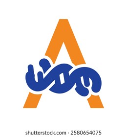 initial letter a genetic DNA icon logo design template