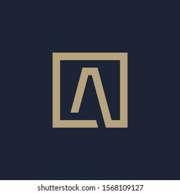 initial letter A geometric with square frame line art. Suitable for business consulting, studio, room, group, decoration, building, concept design. - vector