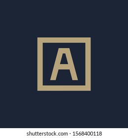 initial letter A geometric with square frame line art. Suitable for business consulting, studio, room, group, decoration, building, concept design. - vector