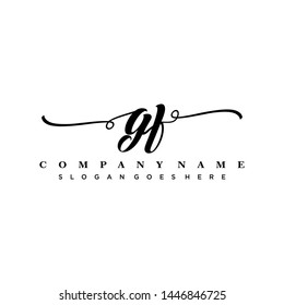 Initial letter GF beautiful handwriting logo vector template
