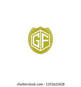 Initial Letter GF, G, F Logo Design with Leaf, Ecology, Nature, Organic Illustration for Company Identity Concept Design
