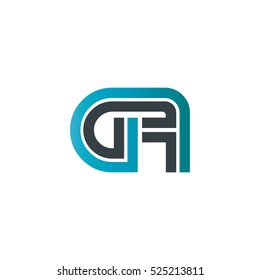 Initial Letter GF GA Linked Design Logo Blue Red