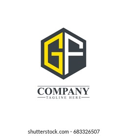 Initial Letter GF Hexagonal Design Logo