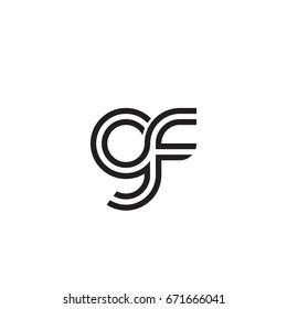 Initial letter gf, linked outline rounded lowercase, monogram black
