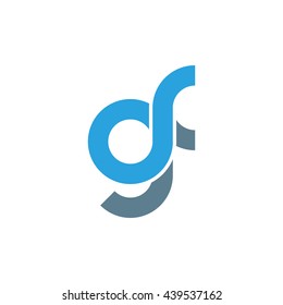 initial letter gf linked round lowercase logo blue