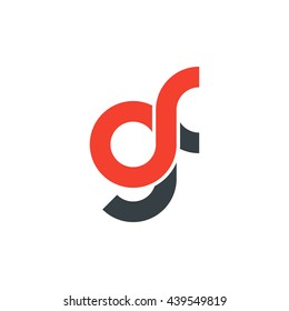 initial letter gf linked round lowercase logo red