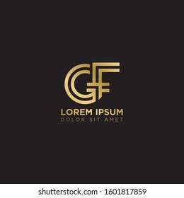 Initial Letter GF linked uppercase overlap modern gold logo vector design template. Suitable for business, consulting group company.