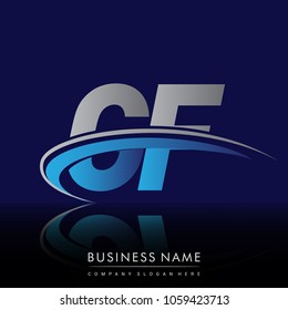 initial letter GF logotype company name colored blue and grey swoosh design. vector logo for business and company identity.