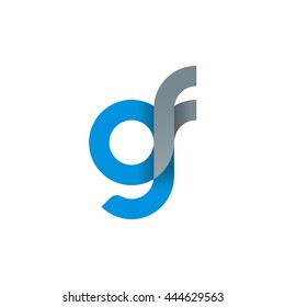 initial letter gf modern linked circle round lowercase logo blue gray