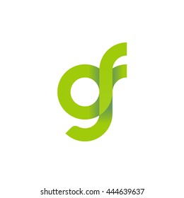 initial letter gf modern linked circle round lowercase logo green