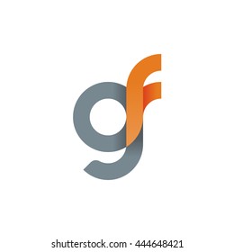 initial letter gf modern linked circle round lowercase logo orange gray