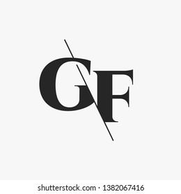Initial Letter GF Monogram Sliced. Modern logo template isolated on gray background