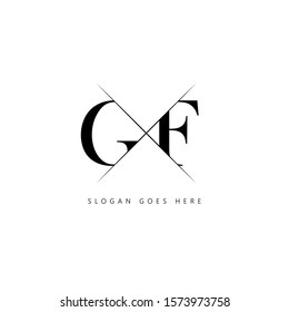 Initial letter gf sliced uppercase modern logo design template elements. Black letter Isolated on white background. Suitable for business, consulting group company.