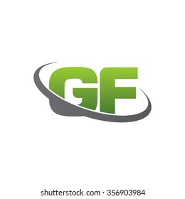 initial letter GF swoosh ring company logo green gray