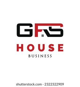 Plantilla de diseño del logotipo del logotipo del logotipo del icono de la casa o del inmobiliario GFS de la carta inicial