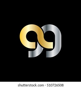 Initial Letter GG 99 Linked Rounded Lowercase Logo Gold Silver