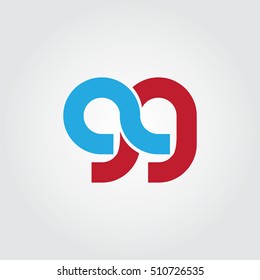 Initial Letter GG 99 Linked Rounded Lowercase Logo Blue Red