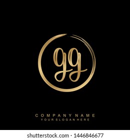 Initial letter GG beautiful handwriting logo vector template