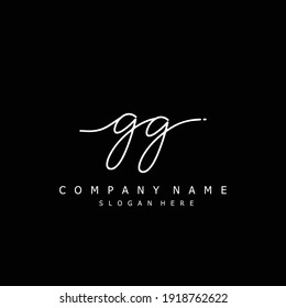 Initial letter GG calligraphy handwritten logo. Handwritten alphabet in the logo template. Letters and Alphabet for your logo design.