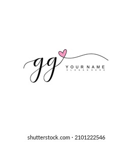 Initial letter GG calligraphy handwritten logo. Handwritten alphabet in the logo template. Letters and Alphabet for your logo design.