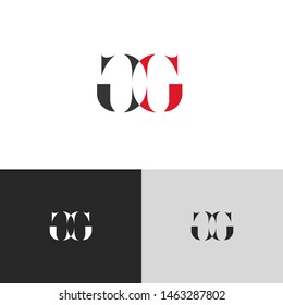 Initial Letter gg g uppercase modern logo design template elements. red letter Isolated on black white grey background. Suitable for business, consulting group company.