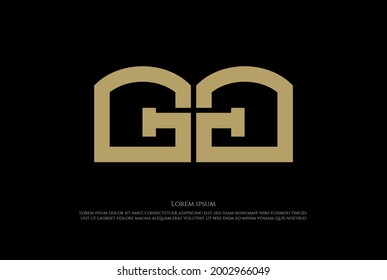 Initial Letter GG Golden Gate Typography Logo Design Vector