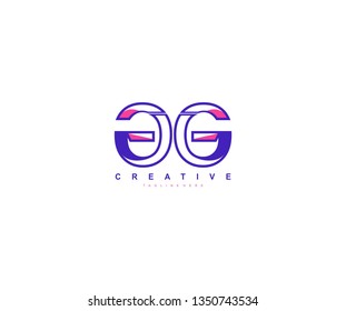 Initial Letter GG Linear Pop Art Vibrant Modern Trendy Logotype