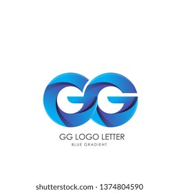 Initial Letter gg Linked Circle Lowercase Logo Blue Icon Design Template Element with gradient - Vector