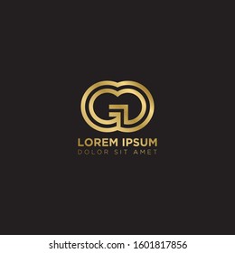 Initial Letter GG linked uppercase overlap modern gold logo vector design template. Suitable for business, consulting group company.