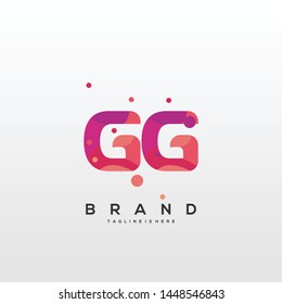 Initial letter GG logo with colorful background, letter combination logo design for creative industry, web, business and company. - Vector