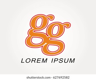 Initial letter gg logo. Monogram lowercase italic