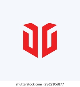 Initial letter GG logo template with shield security symbol in flat design monogram illustration