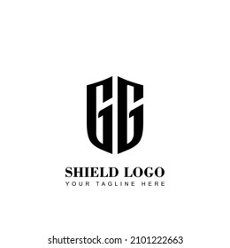 Initial Letter GG Shield shape logo template
