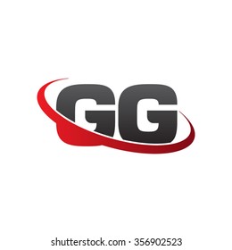 initial letter GG swoosh ring company logo red black