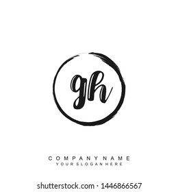 Initial letter GH beautiful handwriting logo vector template