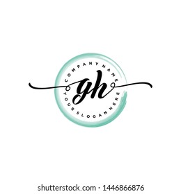 Initial letter GH beautiful handwriting logo vector template