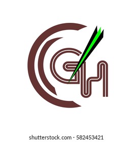 initial letter G,H dark brown color logo vector