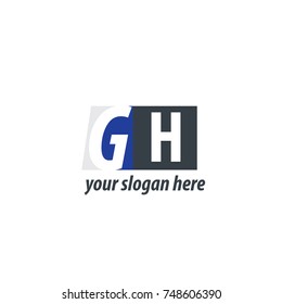 Initial Letter GH Design Logo With Square