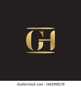 Initial letter gh g h  uppercase modern logo design template elements. Gold letter Isolated on black  background. Suitable for business, consulting group company.