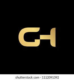 Initial letter GH HG GT TG minimalist art logo, gold color on black background