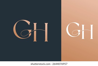 Initial letter GH HG logo design vector illustration for couple, wedding, and business